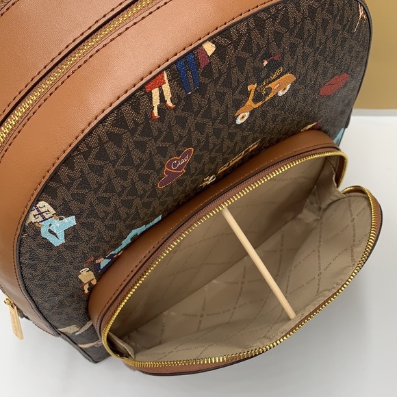 MICHAEL KORS JET SET GIRLS JAYCEE LARGE ZIP PACKED BACKPACK BROWN MULTI … - Picture 4 of 16